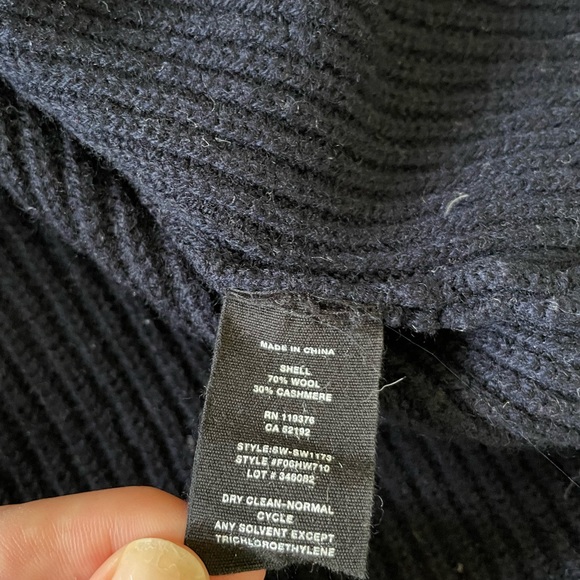 Helmut lang wool cashmere navy blue vneck ribbed knit sweater - Picture 3 of 3